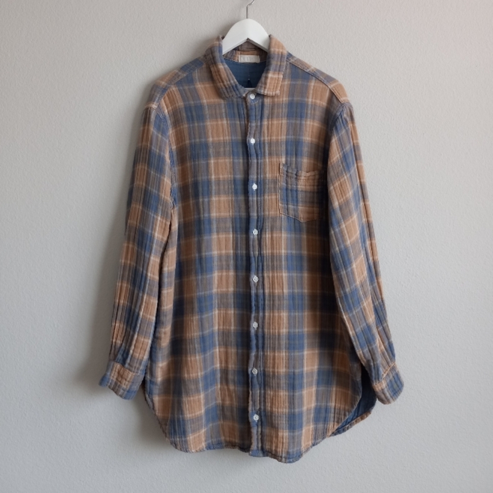 CP Shades Cotton Gauze Double Cloth Plaid Tunic L